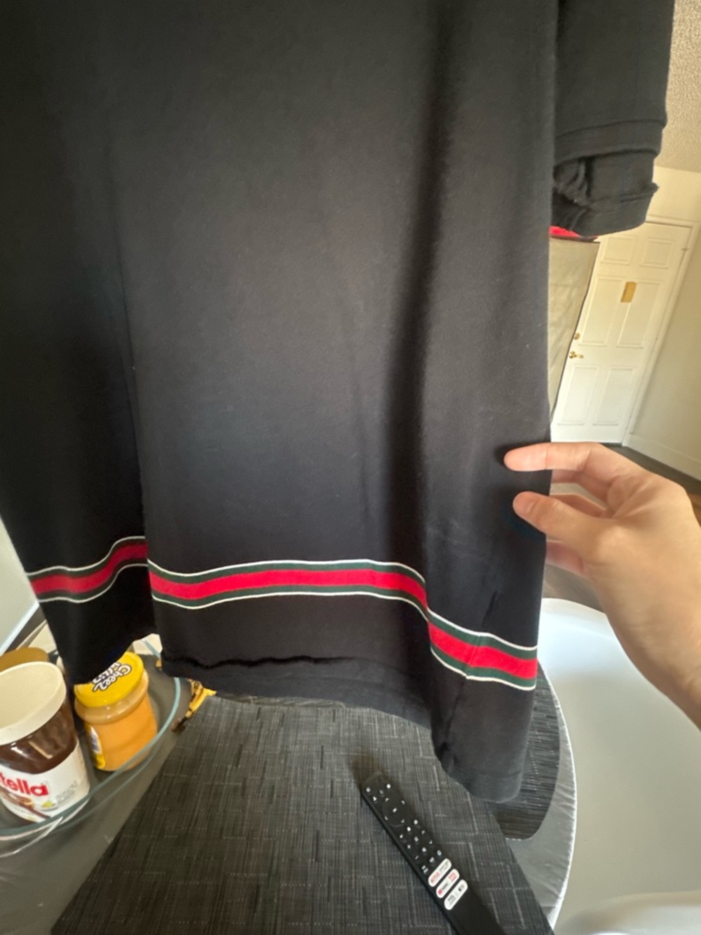 Gucci Black Polo with Red and Green Hem Stripes - Picture 4 of 5